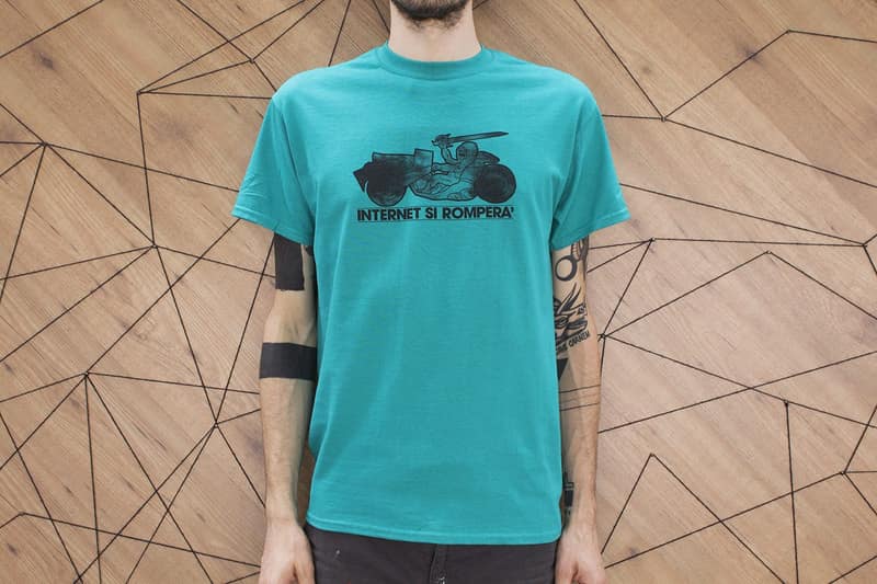 Internet si romperà di Ratigher — maglia serigrafata a un colore, arte indossabile da fumetto italiano, edizione Corpoceleste Bergamo